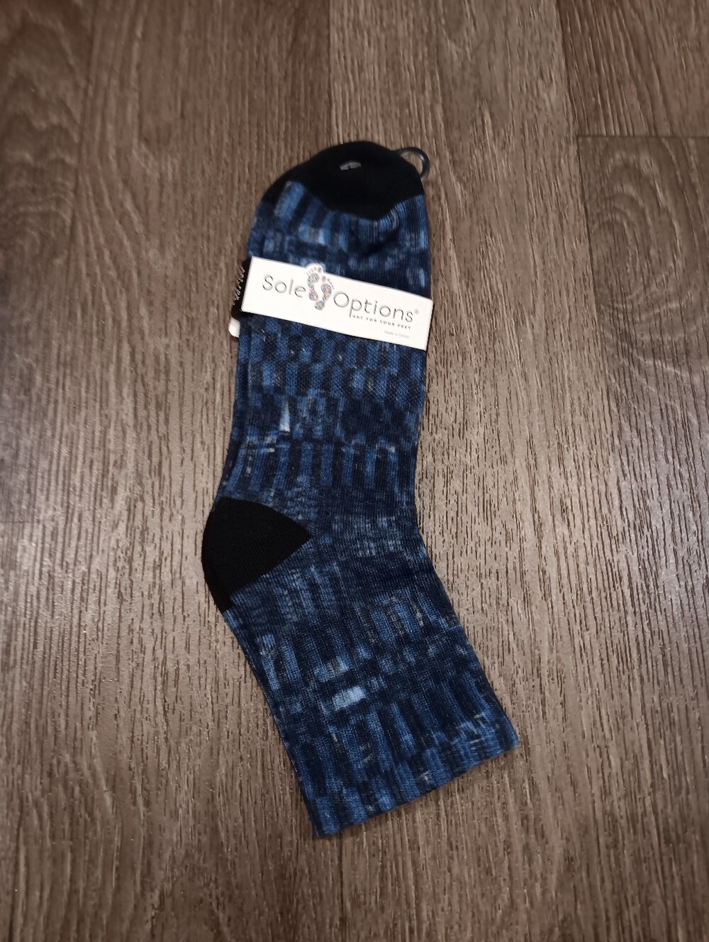 Sole Options Men’s Blue Patterned Crew Socks